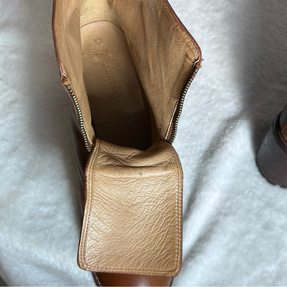 Madewell Alyce Brown Chestnut Leather Front Zipper Heeled Boots Size 11 - Picture 8 of 15